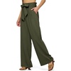 image:imageWillit Women Linen Pants Casual Wide Leg Dress Pants High Waisted Paperbag Work Trousers Summer Tie Knot Pockets 30 Army Green XL