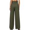 image:imageWillit Women Linen Pants Casual Wide Leg Dress Pants High Waisted Paperbag Work Trousers Summer Tie Knot Pockets 30 Army Green XL
