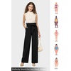 image:imageWillit Women Linen Pants Casual Wide Leg Dress Pants High Waisted Paperbag Work Trousers Summer Tie Knot Pockets 30 Black L