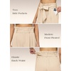 image:imageWillit Women Linen Pants Casual Wide Leg Dress Pants High Waisted Paperbag Work Trousers Summer Tie Knot Pockets 30 Khaki XXL