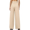 image:imageWillit Women Linen Pants Casual Wide Leg Dress Pants High Waisted Paperbag Work Trousers Summer Tie Knot Pockets 30 Khaki XXXL