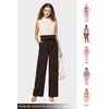 image:imageWillit Women Linen Pants Casual Wide Leg Dress Pants High Waisted Paperbag Work Trousers Summer Tie Knot Pockets 32 Dark Brown XS
