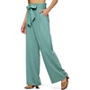 image:imageWillit Women Linen Pants Casual Wide Leg Dress Pants High Waisted Paperbag Work Trousers Summer Tie Knot Pockets 32 Lake Green XXXL