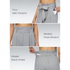 image:imageWillit Women Linen Pants Casual Wide Leg Dress Pants High Waisted Paperbag Work Trousers Summer Tie Knot Pockets 32 Light Gray XXXL