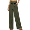 image:imageWillit Women Linen Pants Casual Wide Leg Dress Pants High Waisted Paperbag Work Trousers Summer Tie Knot Pockets 30 Army Green XL