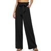 image:imageWillit Women Linen Pants Casual Wide Leg Dress Pants High Waisted Paperbag Work Trousers Summer Tie Knot Pockets 30 Black L