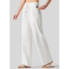 image:imageWillit Women Linen Pants Wide Leg Palazzo Trousers 31 White L