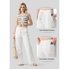 image:imageWillit Women Linen Pants Wide Leg Palazzo Trousers 31 White L