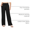 image:imageWillit Women Linen Pants Wide Leg Palazzo Trousers 33 Black XXXL