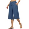 image:imageWillit Womens Linen Capri PantsDenim Blueupdate