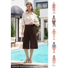 image:imageWillit Womens Linen Pleated Capri PantsDark Brown