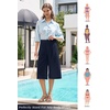 image:imageWillit Womens Linen Pleated Capri PantsNavy Blueupdate