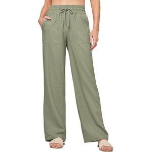 image:imageWillit Women Linen Pants Wide Leg Palazzo Trousers 29 Sage Green M