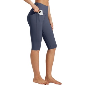 image:imageWillit Womens Capri Leggings Knee Length with Pockets High Waisted Tummy Control Exercise Capris Pants Yoga WorkoutGray