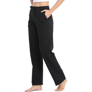 image:imageWillit Womens Cotton Sweatpants with Pockets Straight Leg Lounge PantsBlack