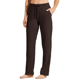 image:imageWillit Womens Cotton Sweatpants with Pockets Straight Leg Lounge PantsCoffee