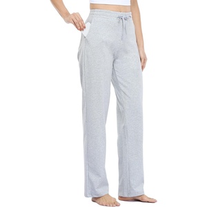 image:imageWillit Womens Cotton Sweatpants with Pockets Straight Leg Lounge PantsLight Gray
