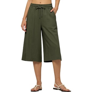 image:imageWillit Womens Linen Capri PantsArmy Green