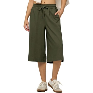 image:imageWillit Womens Linen Capri PantsArmy Greenupdate