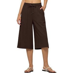 image:imageWillit Womens Linen Capri PantsDark Brown