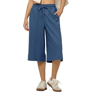 image:imageWillit Womens Linen Capri PantsDenim Blueupdate