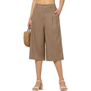 image:imageWillit Womens Linen Pleated Capri PantsDeep Khaki
