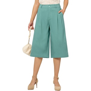 image:imageWillit Womens Linen Pleated Capri PantsLake Greenupdate