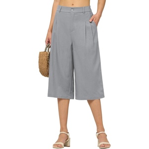 image:imageWillit Womens Linen Pleated Capri PantsLight Gray