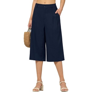 image:imageWillit Womens Linen Pleated Capri PantsNavy Blue