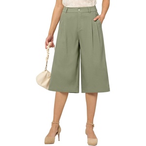image:imageWillit Womens Linen Pleated Capri PantsSage Greenupdate