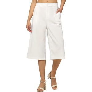 image:imageWillit Womens Linen Pleated Capri PantsWhiteupdate