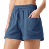 image:imageWillit Womens 4 Linen Blend Casual ShortsDenim Blueupdate
