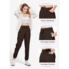 image:imageWillit Womens Linen Joggers Pants Lightweight BreathableDark Brown