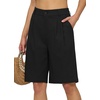 image:imageWillit Womens Linen Shorts Wide LegBlackupdate