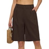 image:imageWillit Womens Linen Shorts Wide LegDark Brownupdate