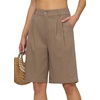 image:imageWillit Womens Linen Shorts Wide LegDeep Khaki