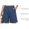 image:imageWillit Womens Linen Shorts Wide LegDenim Blue