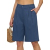 image:imageWillit Womens Linen Shorts Wide LegDenim Blue