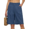 image:imageWillit Womens Linen Shorts Wide LegDenim Blueupdate