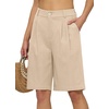 image:imageWillit Womens Linen Shorts Wide LegKhaki