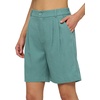image:imageWillit Womens Linen Shorts Wide LegLake Greenupdate