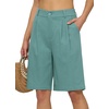image:imageWillit Womens Linen Shorts Wide LegLake Greenupdate