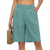 image:imageWillit Womens Linen Shorts Wide LegLake Greenupdate