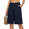 image:imageWillit Womens Linen Shorts Wide LegNavy Blueupdate