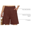 image:imageWillit Womens Linen Shorts Wide LegReddish Brown