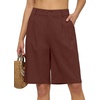 image:imageWillit Womens Linen Shorts Wide LegReddish Brownupdate