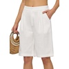 image:imageWillit Womens Linen Shorts Wide LegWhite