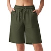 image:imageWillit Womens Linen Shorts with PocketsArmy Green
