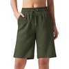 image:imageWillit Womens Linen Shorts with PocketsArmy Greenupdate