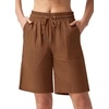 image:imageWillit Womens Linen Shorts with PocketsCaramel